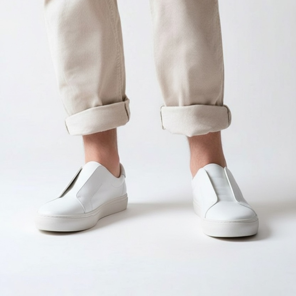 Men's White Slip-On Loafers